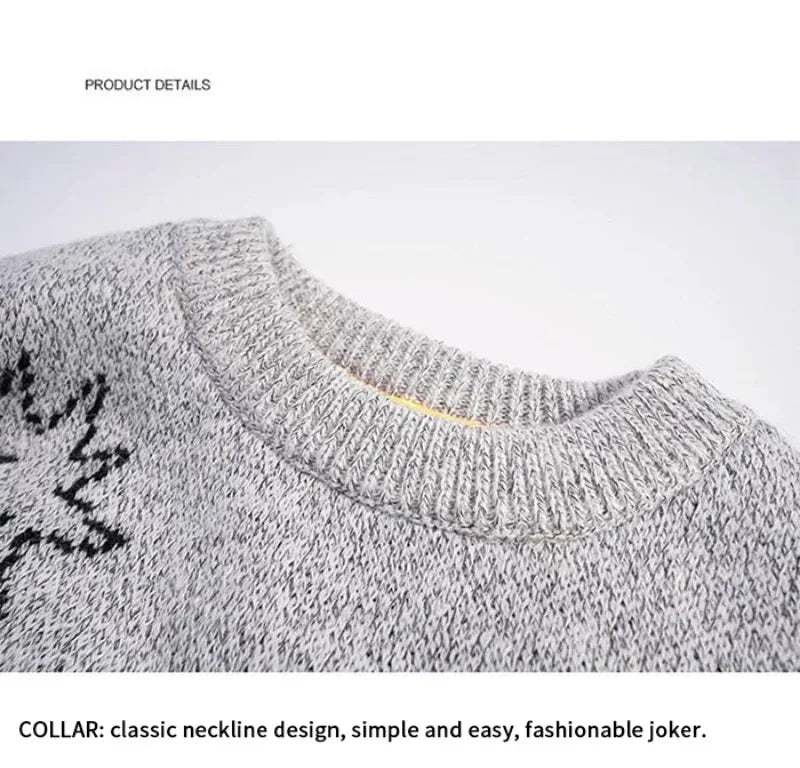 Shark Sweater Men Winter Cartoon Harajuku Korean Y2k Oversized Turtleneck Hip Hop Loose Knit Jumper Pullover High Collar Sweater