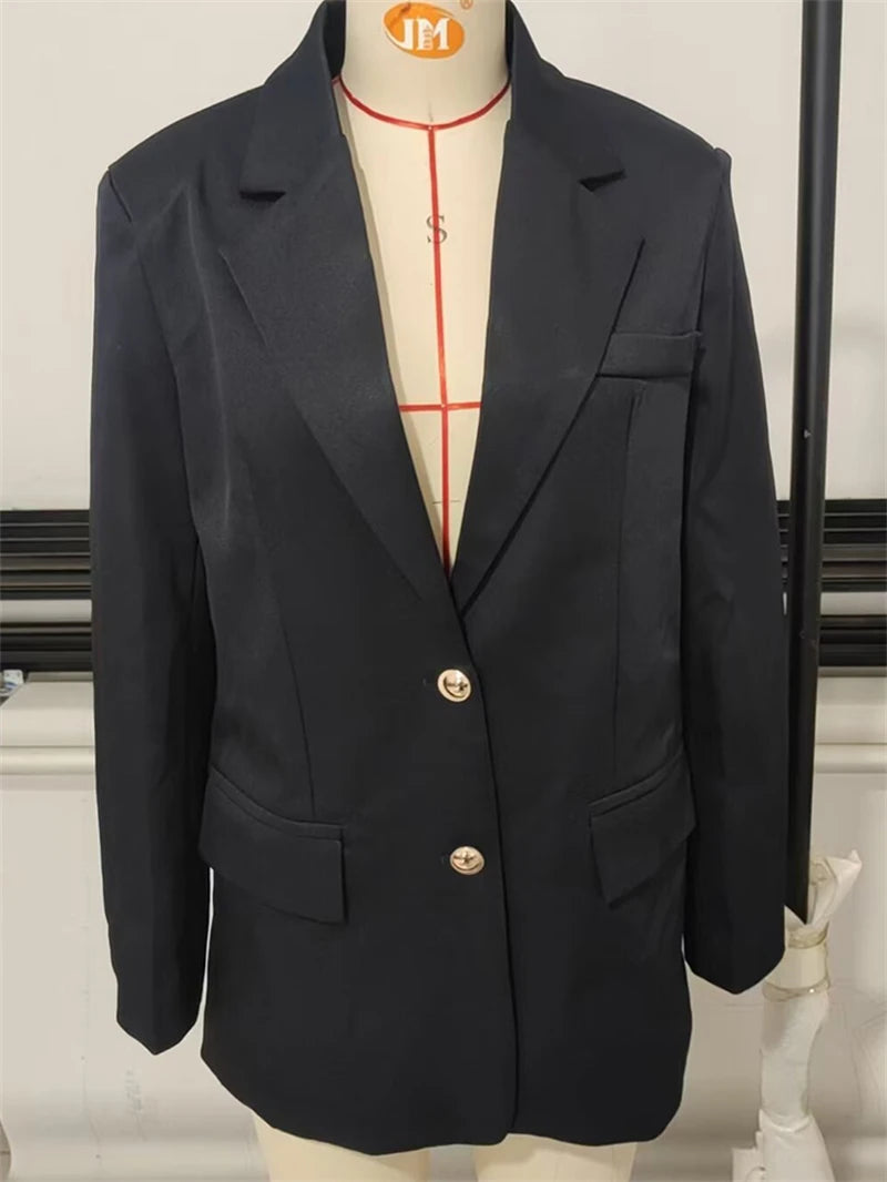 Women's Blazer 2025 New Fashion Autumn Winter Loose Straight Button Jacket for Women Casual Chic Ladies Blazer