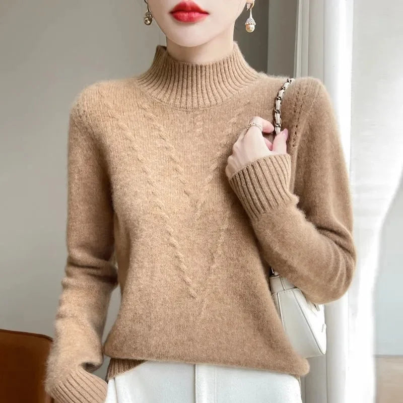 Sweater Women Knitted Sweater Turtleneck Long Sleeve Pullovers Autumn Winter Clothing Warm Jumper Tops