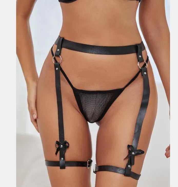 2025 new trouser leg belt, black garter belt, bow sling integrated belt.