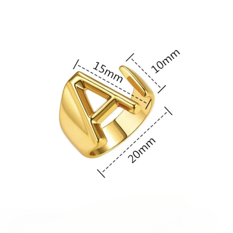 26 English Letter Ring Opening Adjustable Female Personality Internet Celebrity Ring Fashion Jewelry Couple Mother's Day Gift