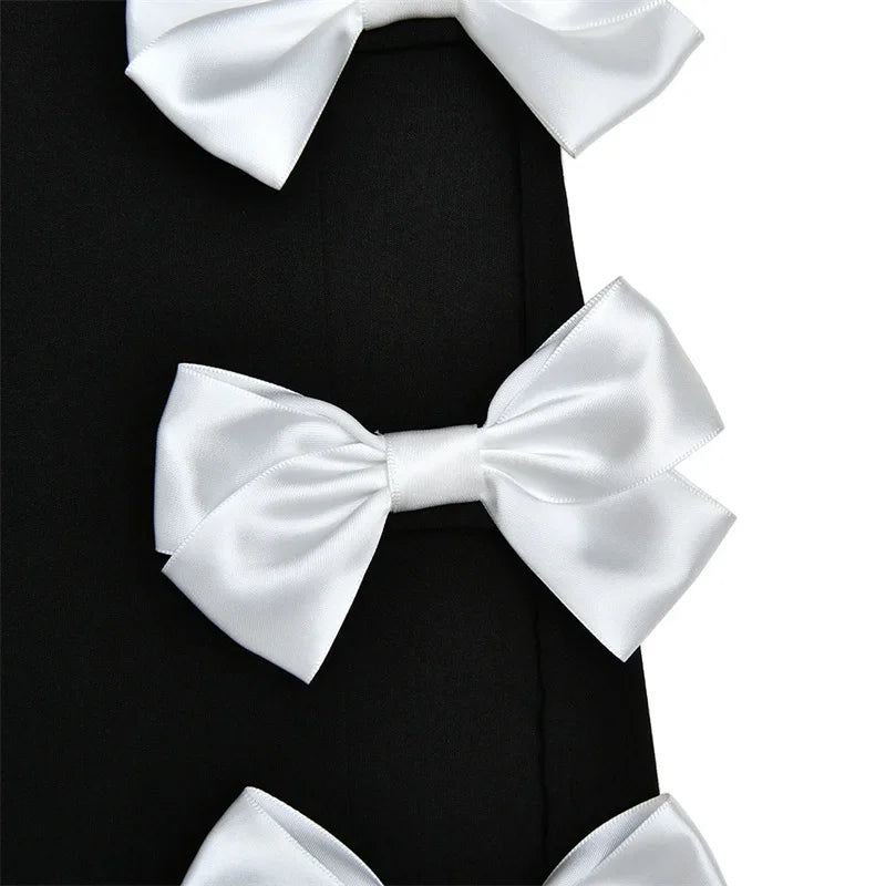 Maternity One Shoulder Bandeau Dress Women's Fashion Sexy Butterfly Bow Backless Maxi Dress