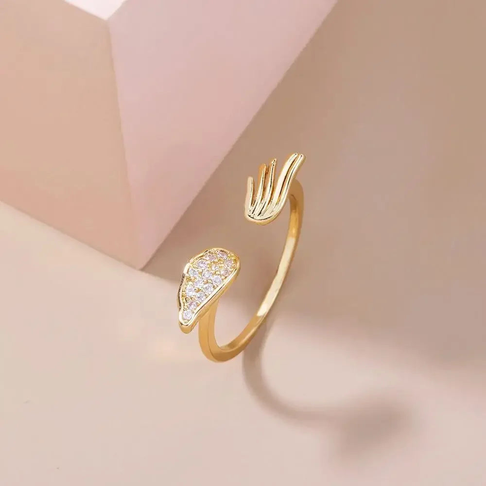 AAA Zircon Simple Geometric Ring Elegant Women's Daily Work Opening Adjustable Rings for Women Bridal Engagement Jewelry Gift