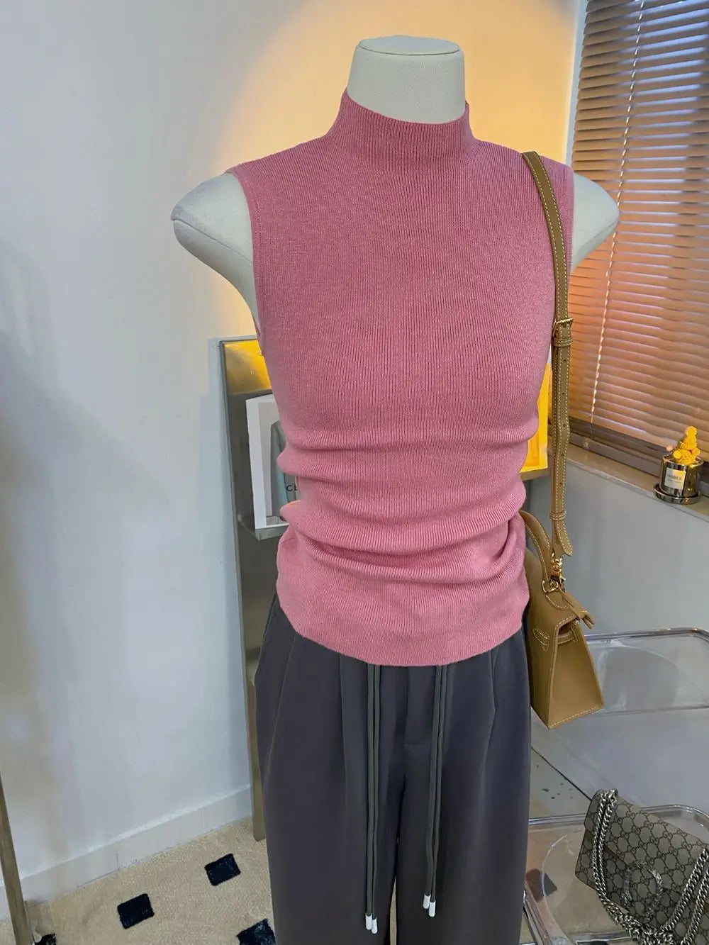 Sweater Vests Women Simple Half High Collar Fashion Autumn Basic Slim Sleeveless Sweaters All-match Ulzzang Leisure Knitting Ins