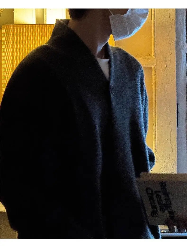 Sweater and Sweater Jacket Men's Autumn Cardigan Solid Color Versatile Relaxed Lazy and High-end Top Couple's Jacket