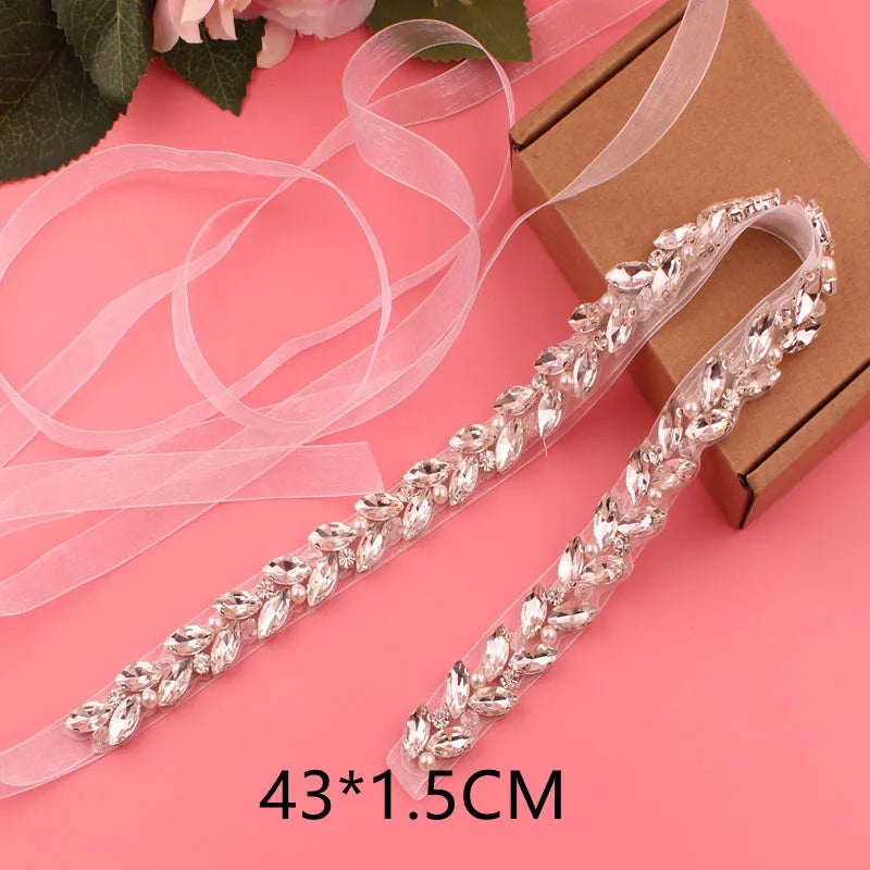 Crystal bridal belt with ribbons, handmade silver wedding belt, cookie patient belt for wedding evening dresses