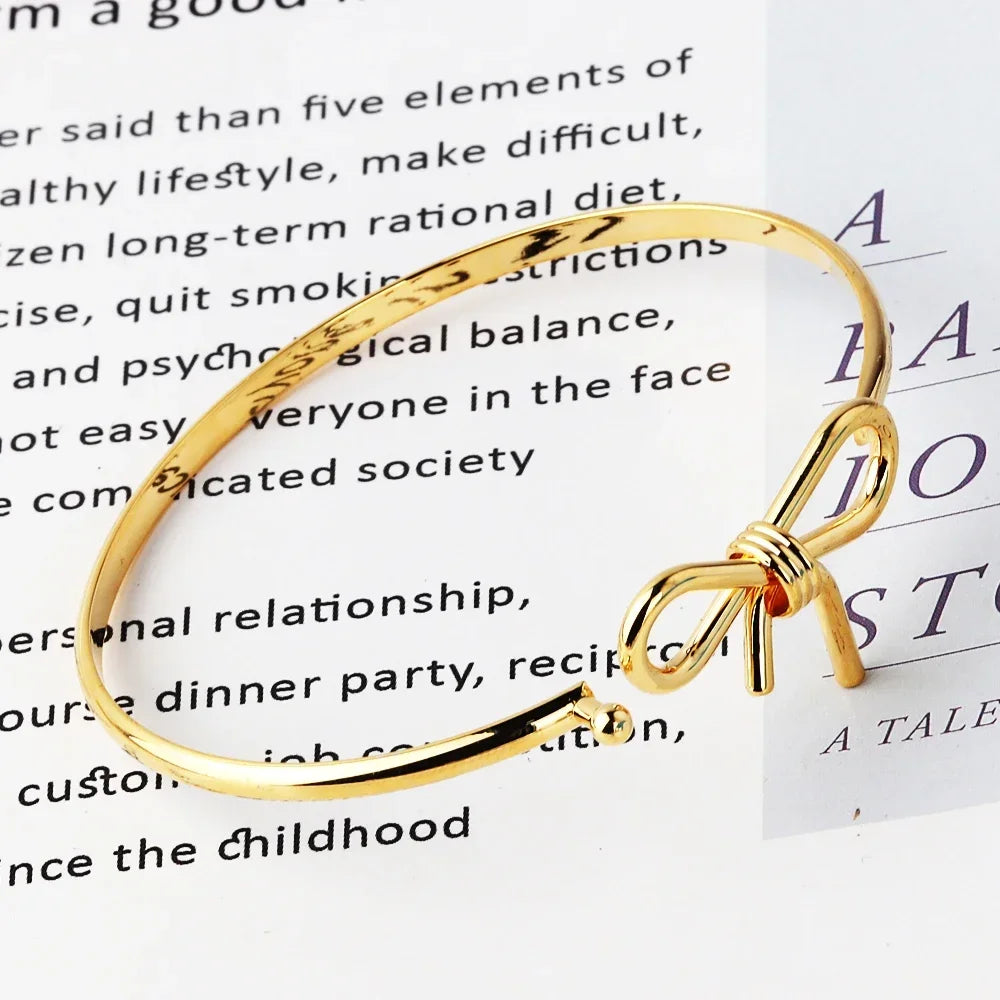 Good Quality Cuff Bangles for Women 18K Gold Plated Jewelry Tie The Knot Love Bracelets for Bridesmaid Best Friend Gifts