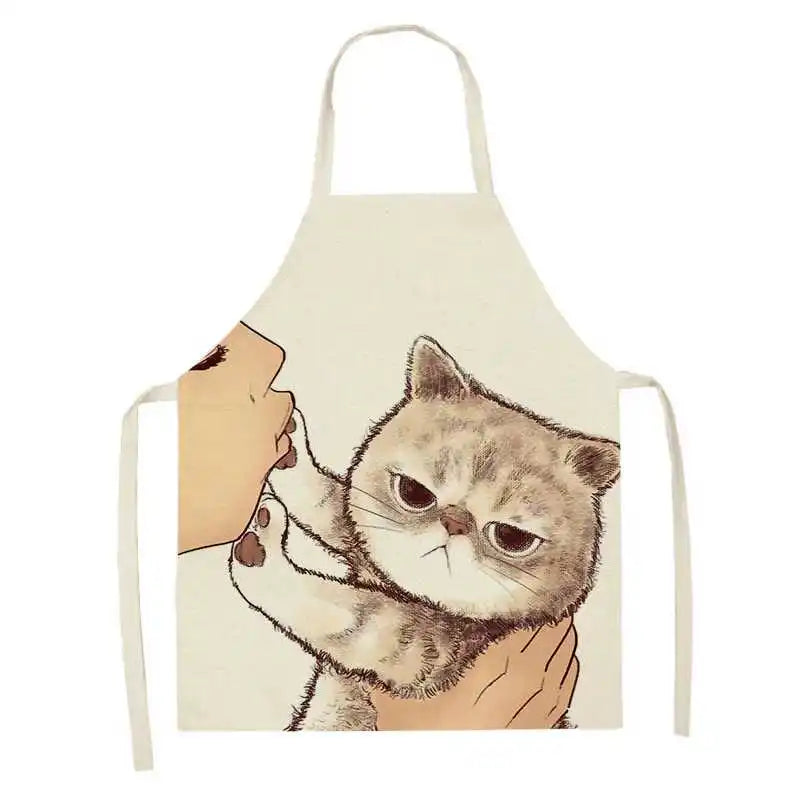 Kitchen apron Cute cartoon cat pattern  anti-stain and oil-proof sleeveless  Home Clean cooking baking accessories