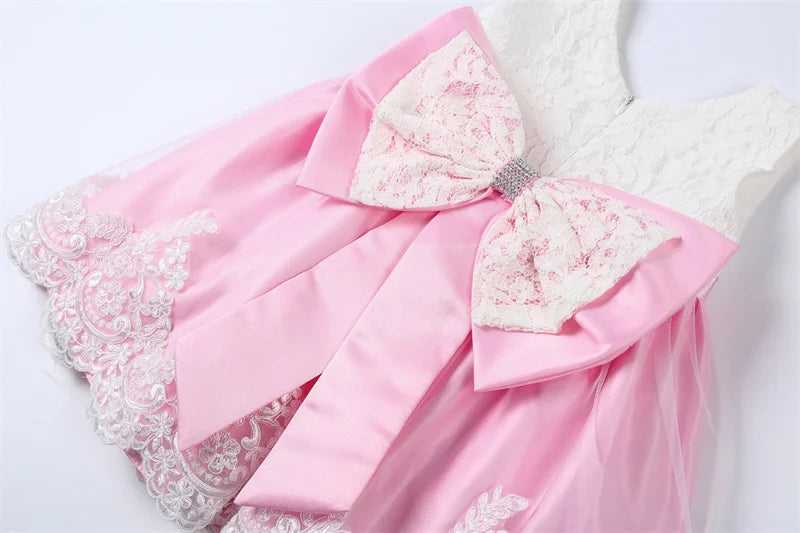 Girls Dress 2025 Children Easter Carniva Tutu Wedding Kids Dresses For Girls Vestidos Party Princess Bow Christmas Baby Dress