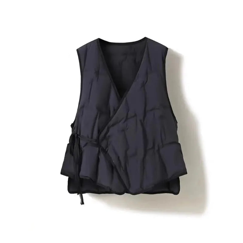 Coat Inner wear Base Liner Collarless V-neck Lightweight Belt down Jacket Cotton-padded Clothes Vest Vest Vest Outer Wear