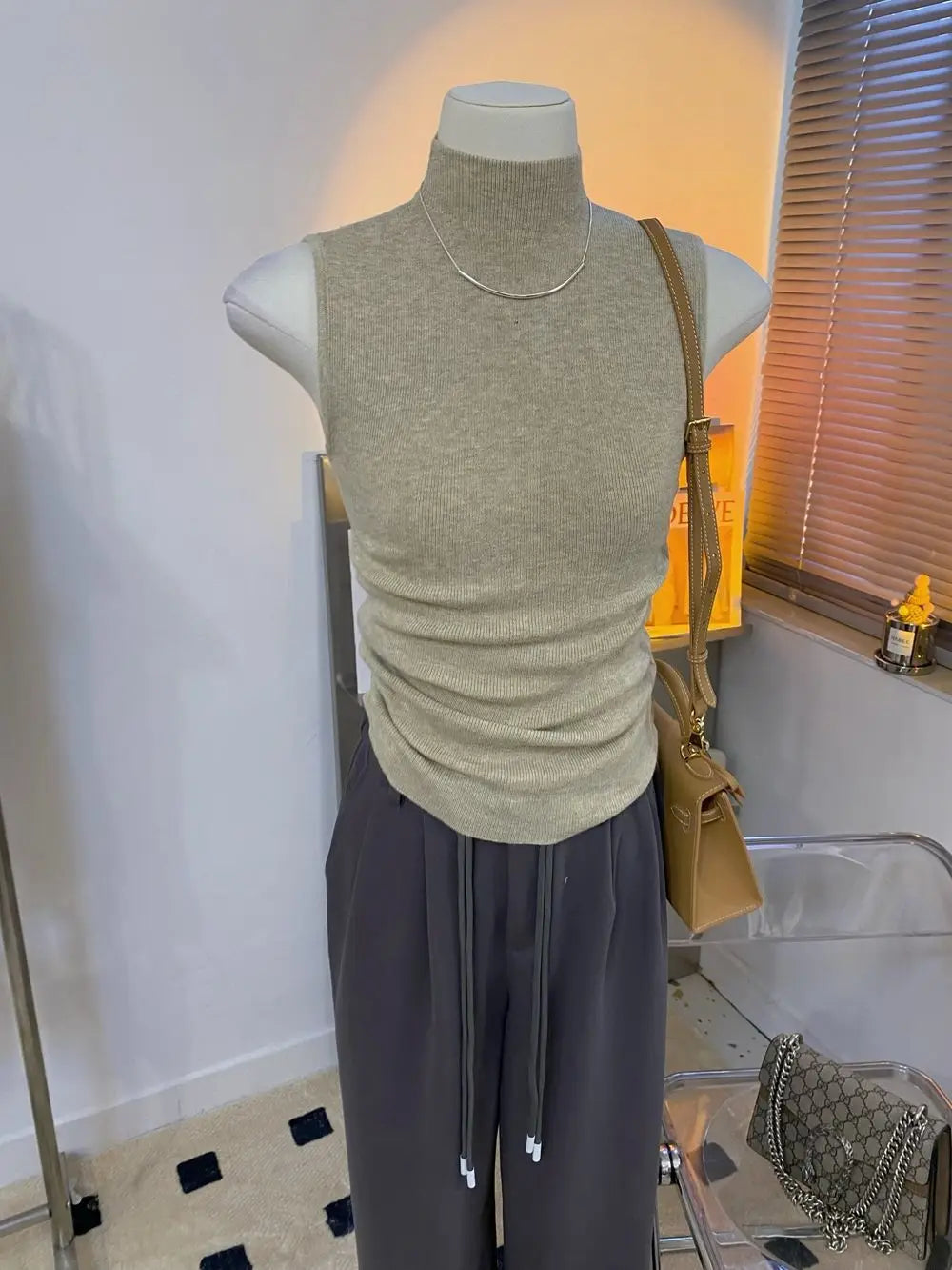 Sweater Vests Women Simple Half High Collar Fashion Autumn Basic Slim Sleeveless Sweaters All-match Ulzzang Leisure Knitting Ins