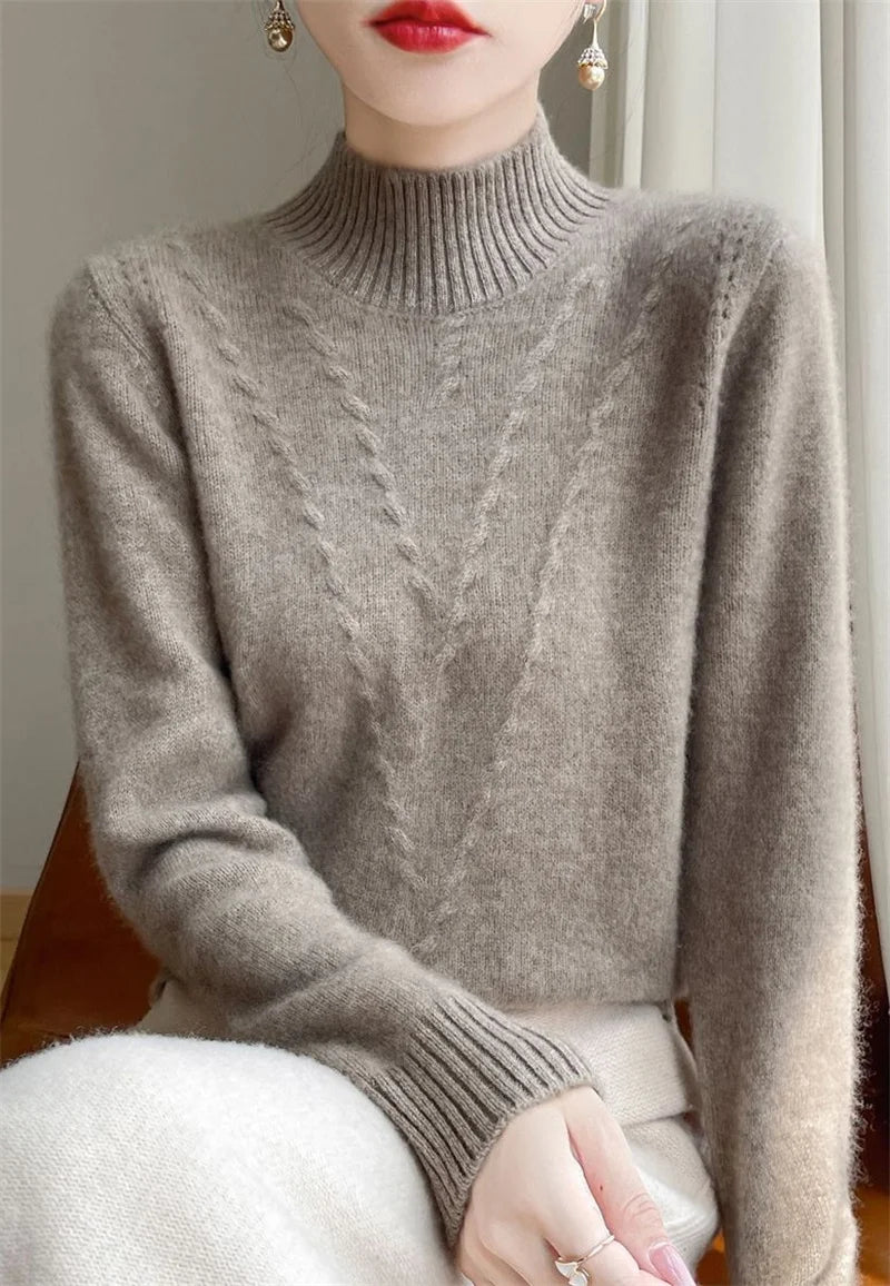 Sweater Women Knitted Sweater Turtleneck Long Sleeve Pullovers Autumn Winter Clothing Warm Jumper Tops