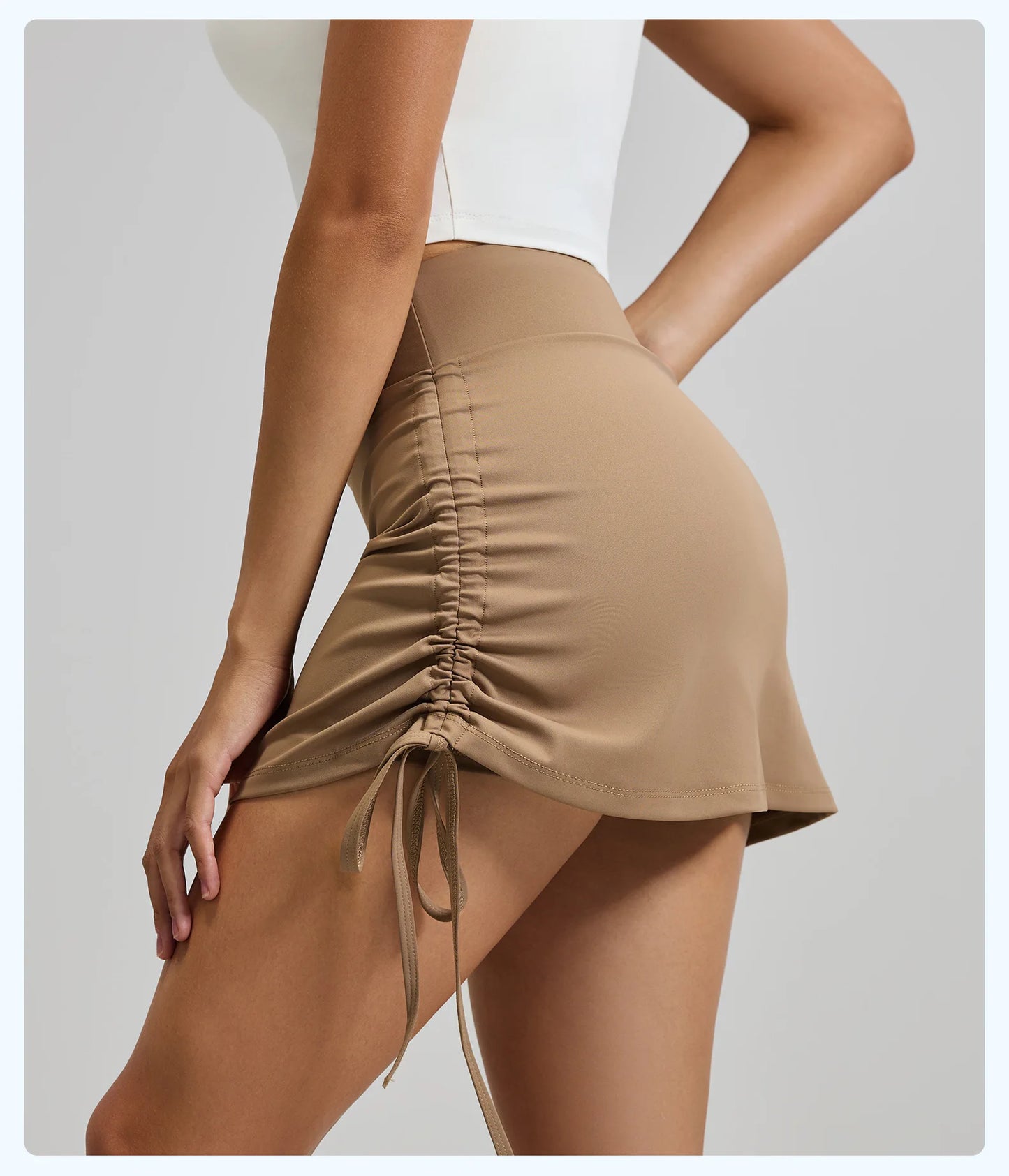 Shirring Sports Skirts with Safety Trousers for Women High Elastic Fashion Casual Fitness Skirts Fake Two Pieces Yoga Skirts