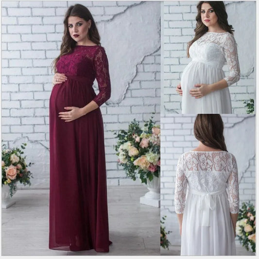 Maternity Dresses Photoshoot Lace Long Sleeve Dress For Pregnant Women Maternity Dress Baby Shower Dress For Evening Party Gown