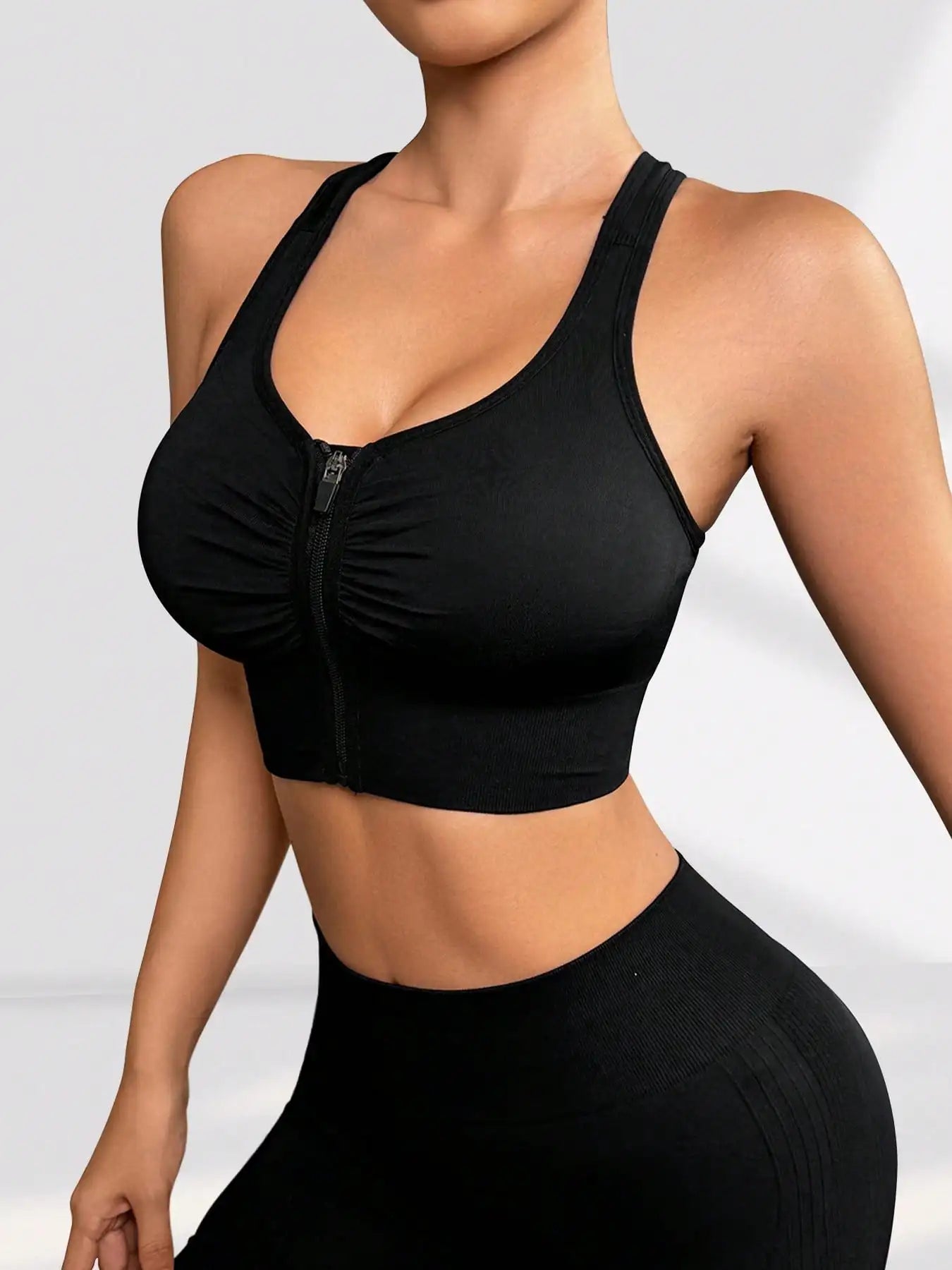 Women's Sports Bra with Front ZipperHigh Support,Shockproof, RacerbackFor Gym, yoga, Running Quick-DryFabric