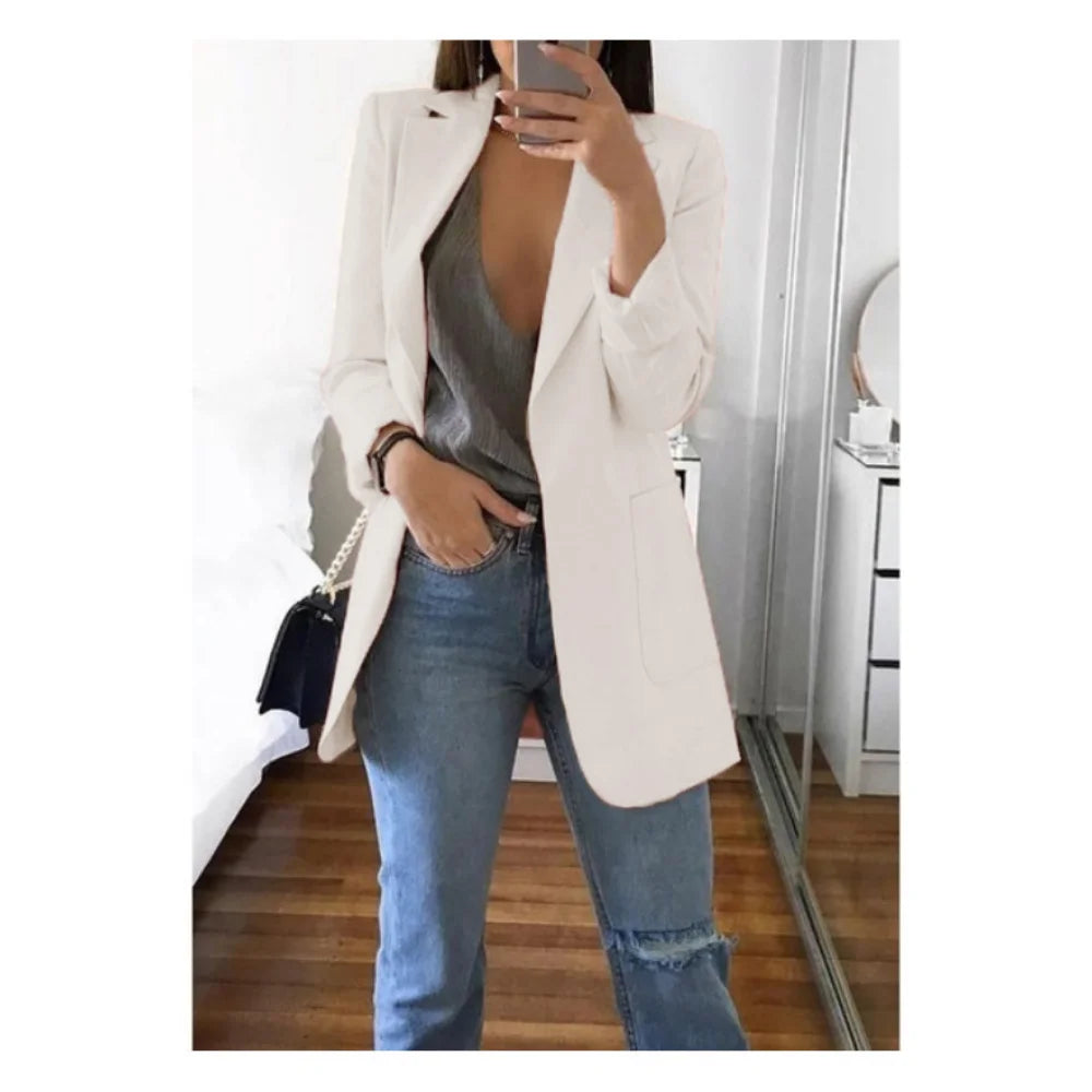 Blazer Women 2025 New Ladies Professional Office Lapel Cardigan Temperament ropa mujer Suit Jacket Casual Lady coat Solid coats