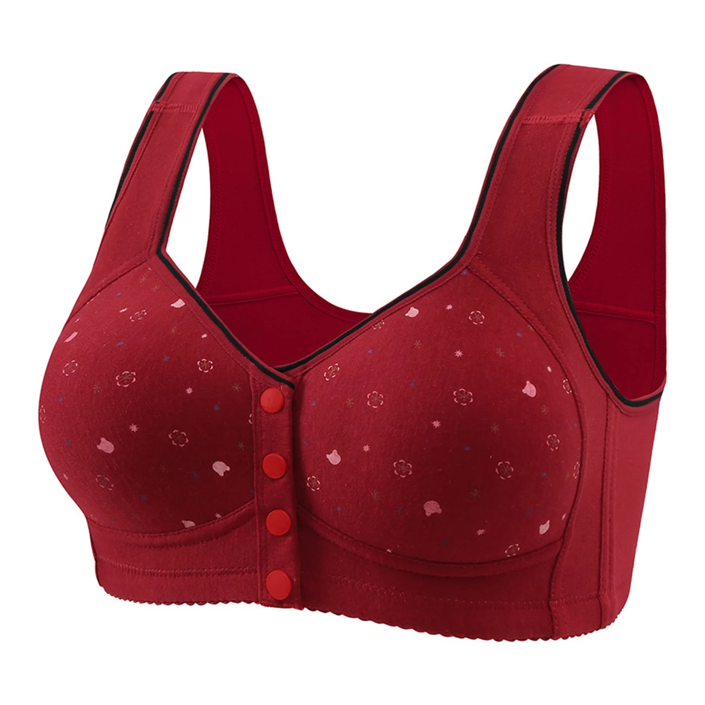 Women'S Front-Clasp Bra Printed Bra Pattern Vest-Style Design Comfortable Without Underwire Suitable Daily Wear All Seasons Home