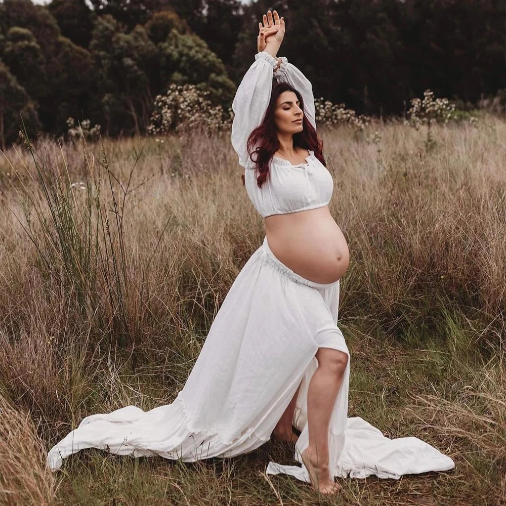 Maternity Dress For Photoshoot Pregnancy Vintage Pregnant Women Wear Comfortable Linen Cotton Dress Bohemian Boho Pregnant Dress