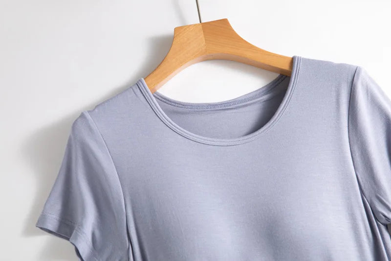 Women's Nightie New Modal Short Sleeve Home Wear Nightdress Casual Chest Pad Comfort Summer Nightgown Female Nightwear Dress