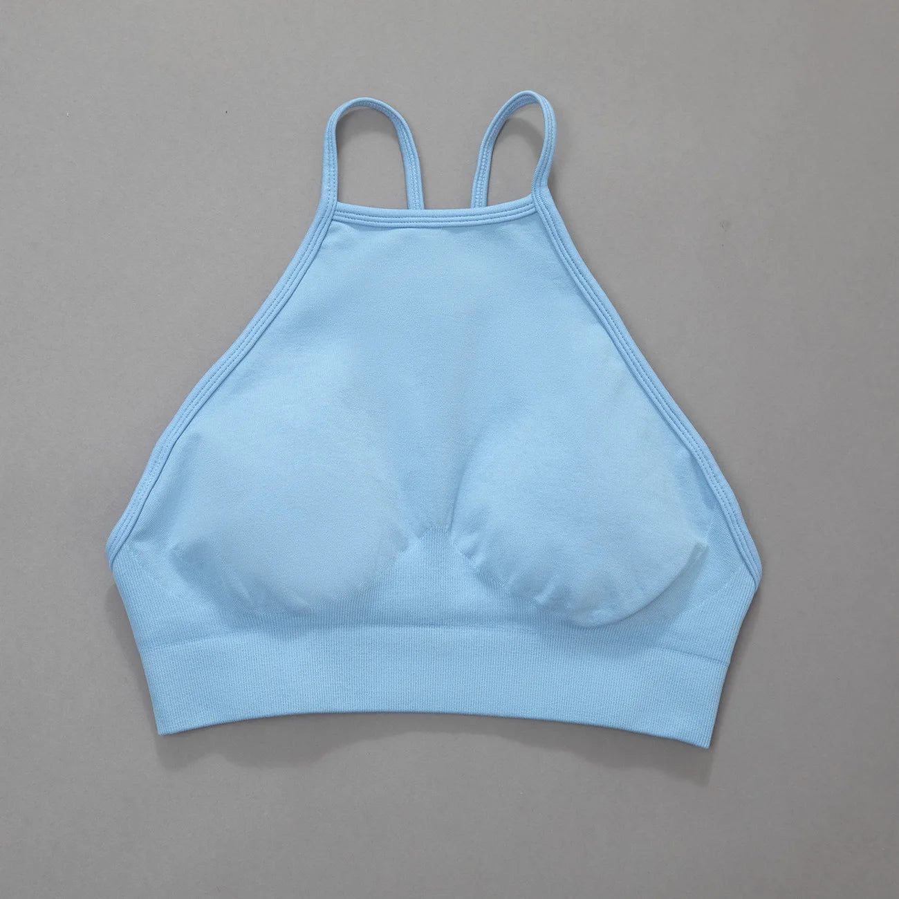 Women Sports Bra for Workout High Neck Gym Crop Top Nylon Fitness Shirts Padded Activewear