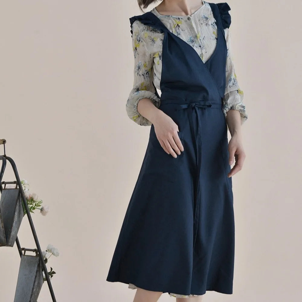 Modern Waterproof Florist Apron Cotton Adjustable Kitchen Apron with Pocket Stylish Cooking Apron Crafting