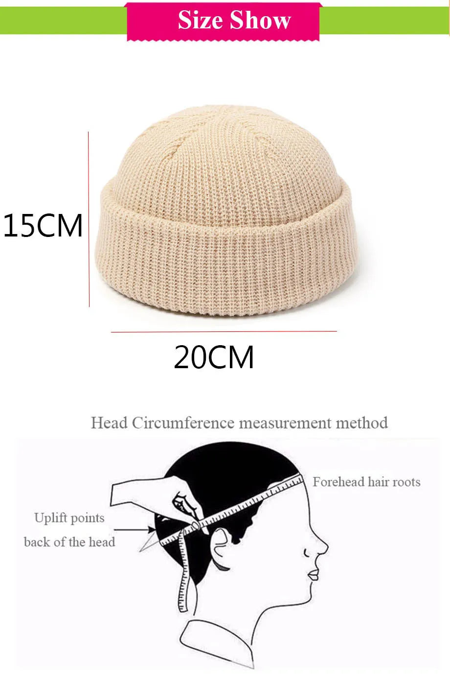 Knitted Hats for Women Skullcap Men Beanie Hat Winter Retro Brimless Baggy Melon Cap Cuff Docker Fisherman Beanies Hats For Men