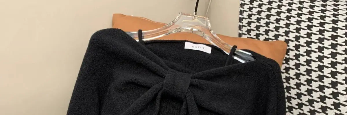 Sweater Suit for Women Two-piece 2025 Autumn New Suspender Vest Bow Long Sleeve Short Top