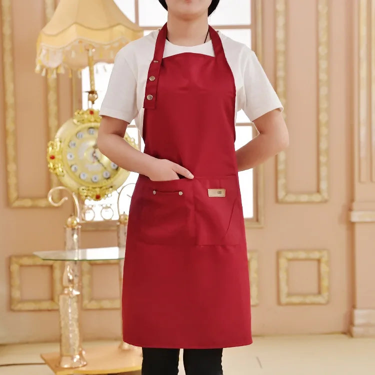Kitchen Cooking Apron Female Male Pocket Adjustable Waterproof Thickened Apron Baking Bar Restaurant Cafe Working Clothes