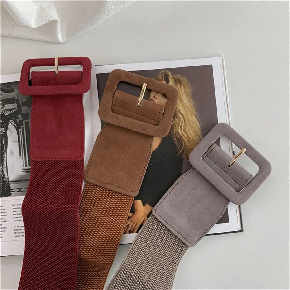 Women Belt Stretch Wide Waist Belts Metal Buckle Leather Strap Female Apparel Accessories Dress Waist Apparel & Accessories