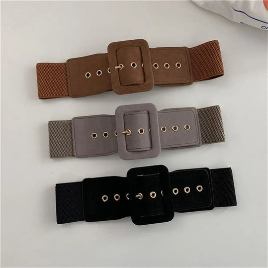 Women Belt Stretch Wide Waist Belts Metal Buckle Leather Strap Female Apparel Accessories Dress Waist Apparel & Accessories