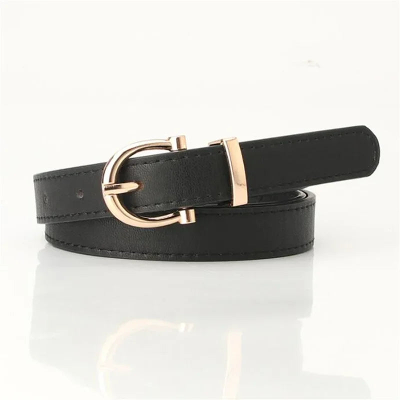 Women Belts New PU Leather Simple Metal Buckle Belt Girls Dress Jean Pants Waistband Belts for Lady Luxury Designer Brand