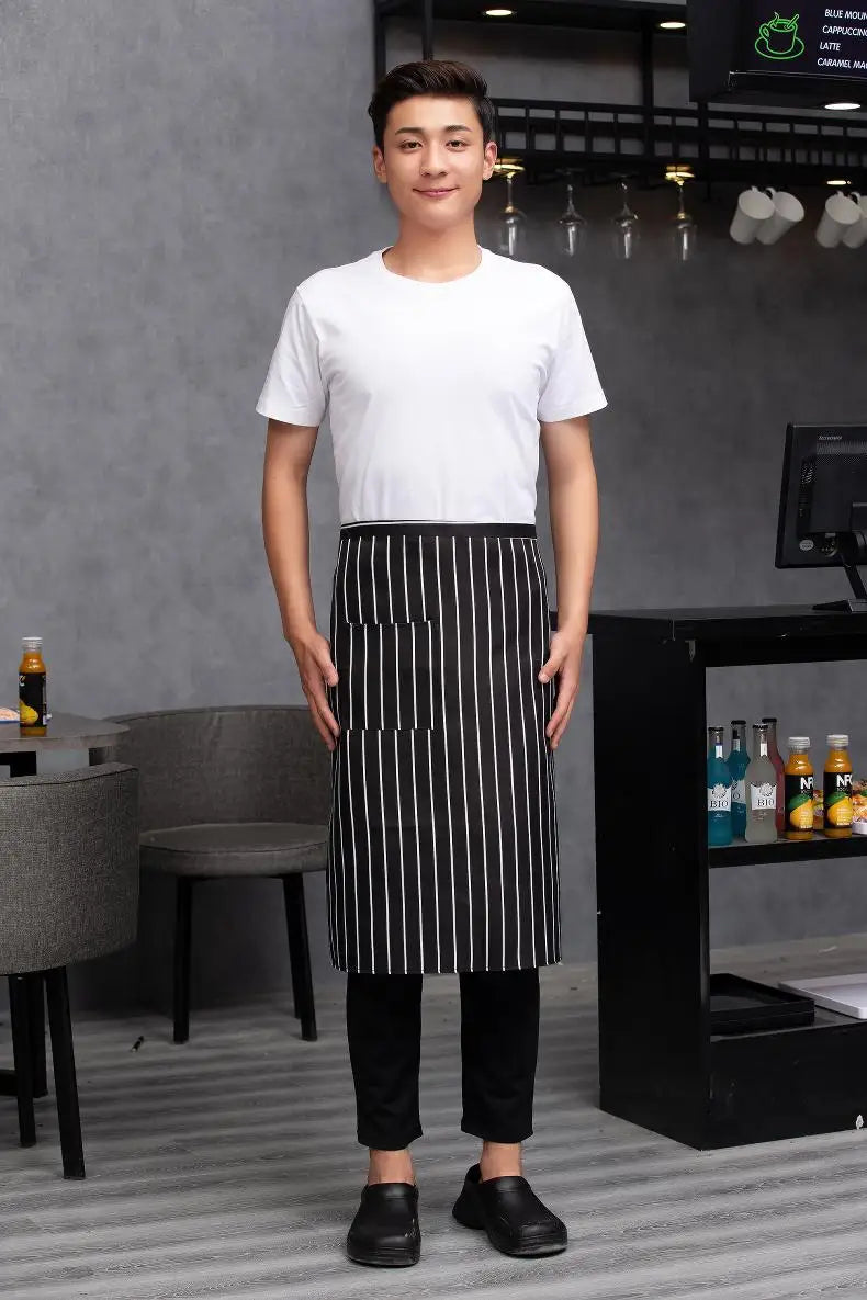 Catering Kitchen Apron for Women/Men With Pockets Work Mandil Cleaning Pinafore Restaurant  Chef Apron Shop Waiter Work Uniform