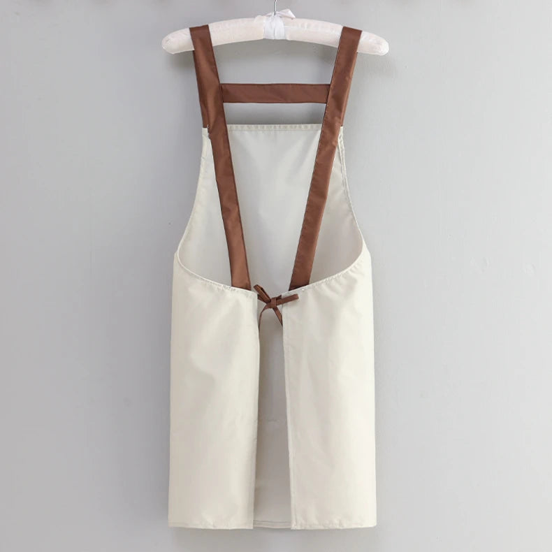 Kitchen Apron Rivet Strap Leather Apron Multi-functional Stain-resistant Oil-proof Waterproof Cooking Solid Color Hotel Workwear