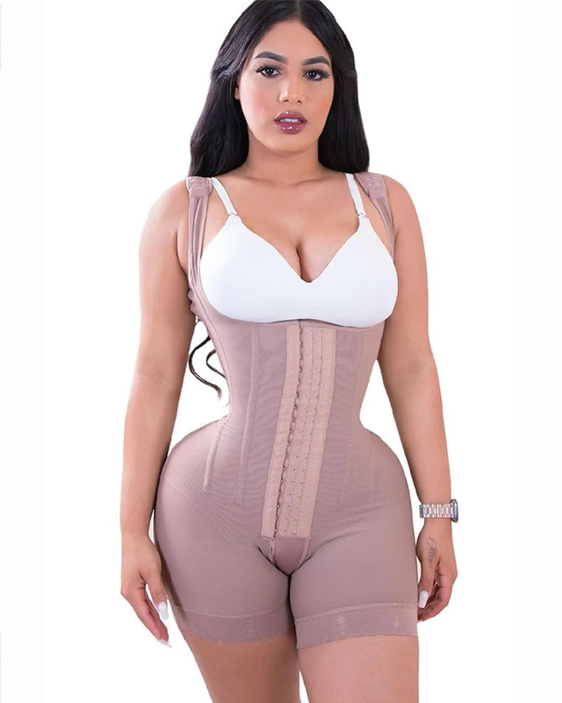 Women's  A Comfy Shaping Jumpsuit Flatten Abdomen Waist and Hips Zip Front Closure Shapewear Firm Tummy Compression Butt Lifter