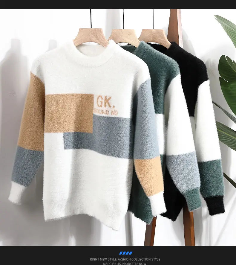 Sweaters men 2025 Winter Letter pattern thick sweater men Student youth sweaters autumn Men's wool pullovers full size S-3XL