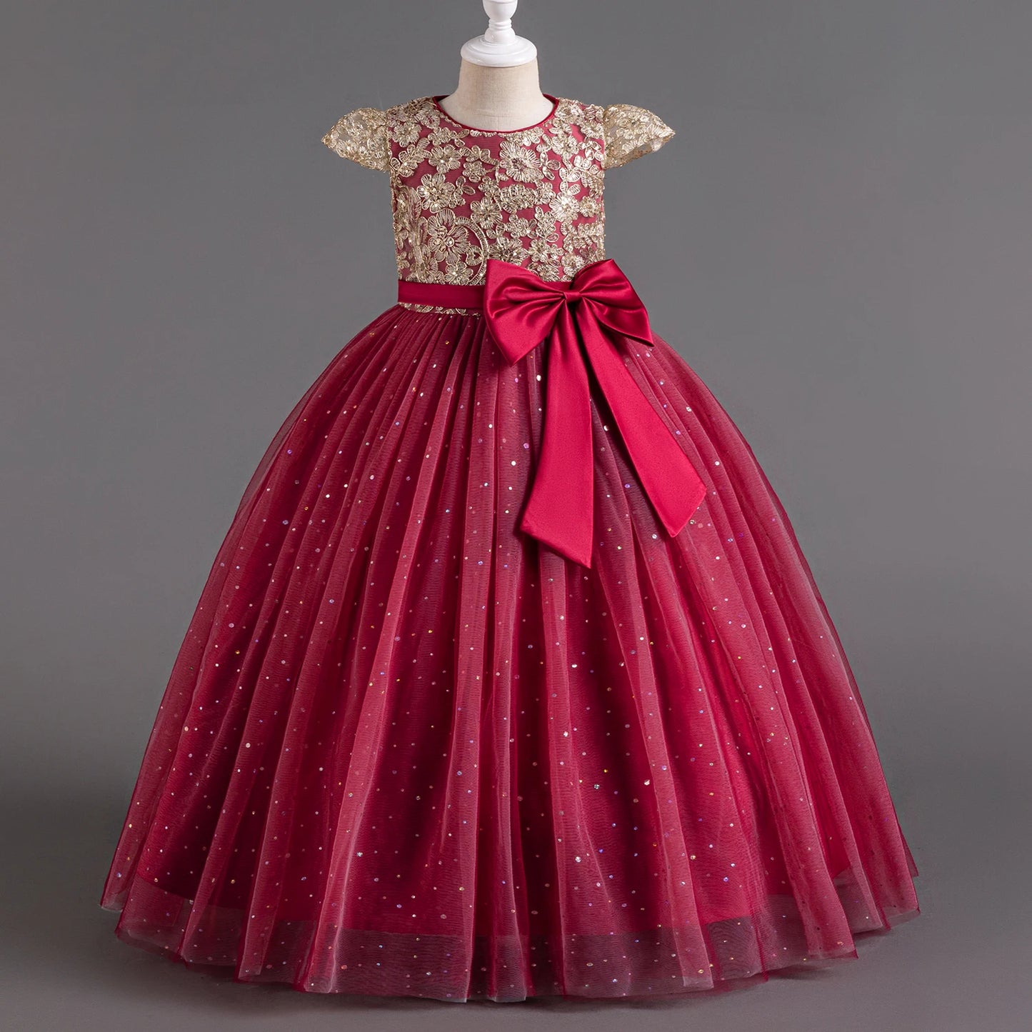 Elegant Teens Girls Dress Lace Princess Pageant Birthday Party First Communion Gowns Bridesmaid Flower Girl Dresses For Wedding