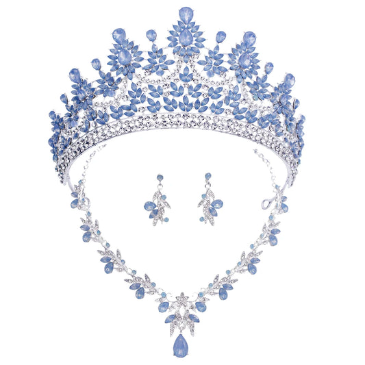 Bridal Crown Jewelry Sets for Women Princess Tiaras and Crowns Choker Necklace Earring Wedding Dress Jewelry Costume Accessories