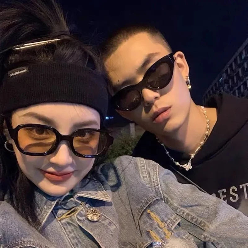 2022 New Fashion Vintage Sunglasses Women Brand Designer Retro Rectangle Sun Glasses Female Ins Popular ellipse Square Eyewear