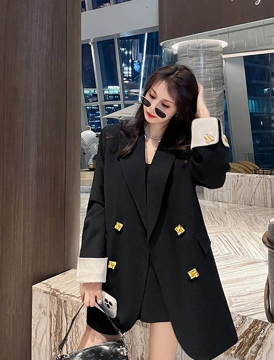 Outerwears Solid Jacket Spring Autumn Coats for Women Black Long Blazer Woman Youthful Clothes High Quality 2025 New in Arrivals