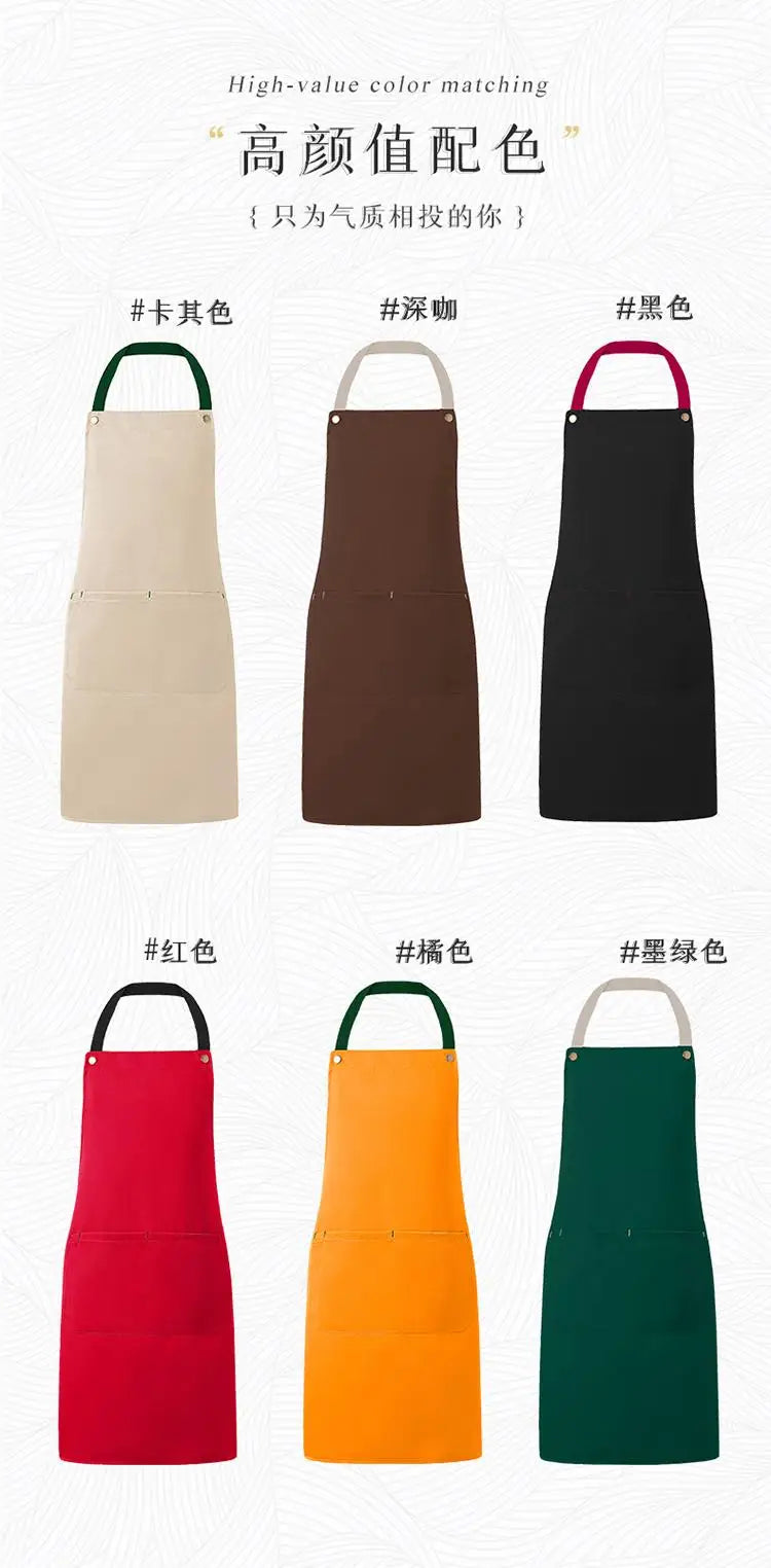 Kitchen Apron Custom Logo Polyester Plain Mandiles for Man Women Restaurant Bar Waiters Chefs Cleaning Bibs Nail Salon Aprons