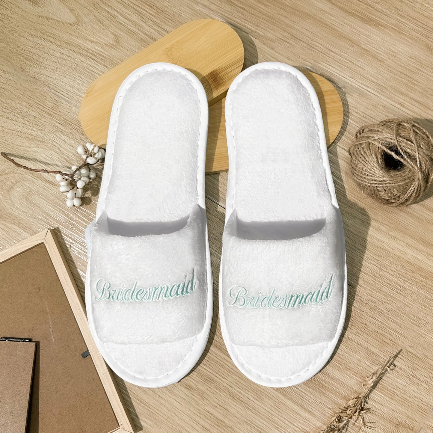 Bridal Party Slippers Set, With Embroidery, Lightweight Cozy Soft Sole Flats, for Brides, Bridesmaids, Guests & Bachelorettes