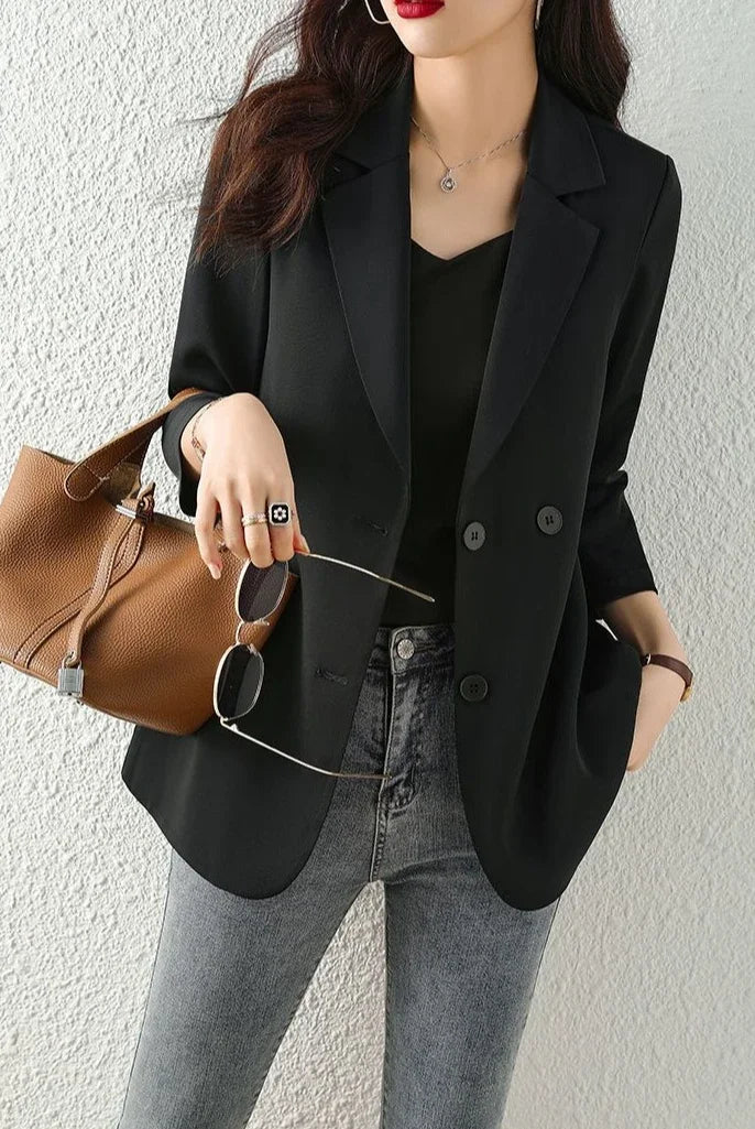 Blazer Woman Spring Autumn Thin Jacket Solid Outdoor Korean Style Coats for Women Tailoring High Quality Trend 2025 Outerwears