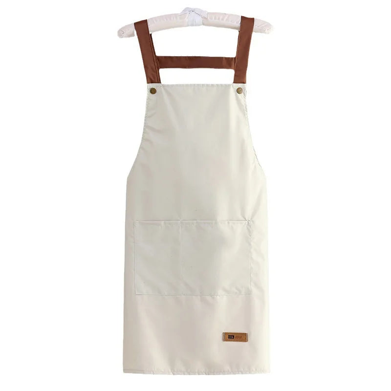 Kitchen Apron Rivet Strap Leather Apron Multi-functional Stain-resistant Oil-proof Waterproof Cooking Solid Color Hotel Workwear