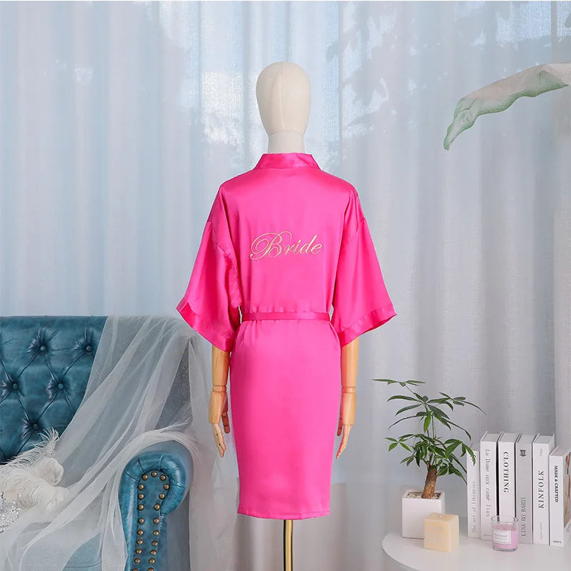 Kimono Robe Bride Bridesmaid Wedding Bathrobe Casual Women Sleepwear Nightgown Embroidery Letter Home Clothing Lingerie