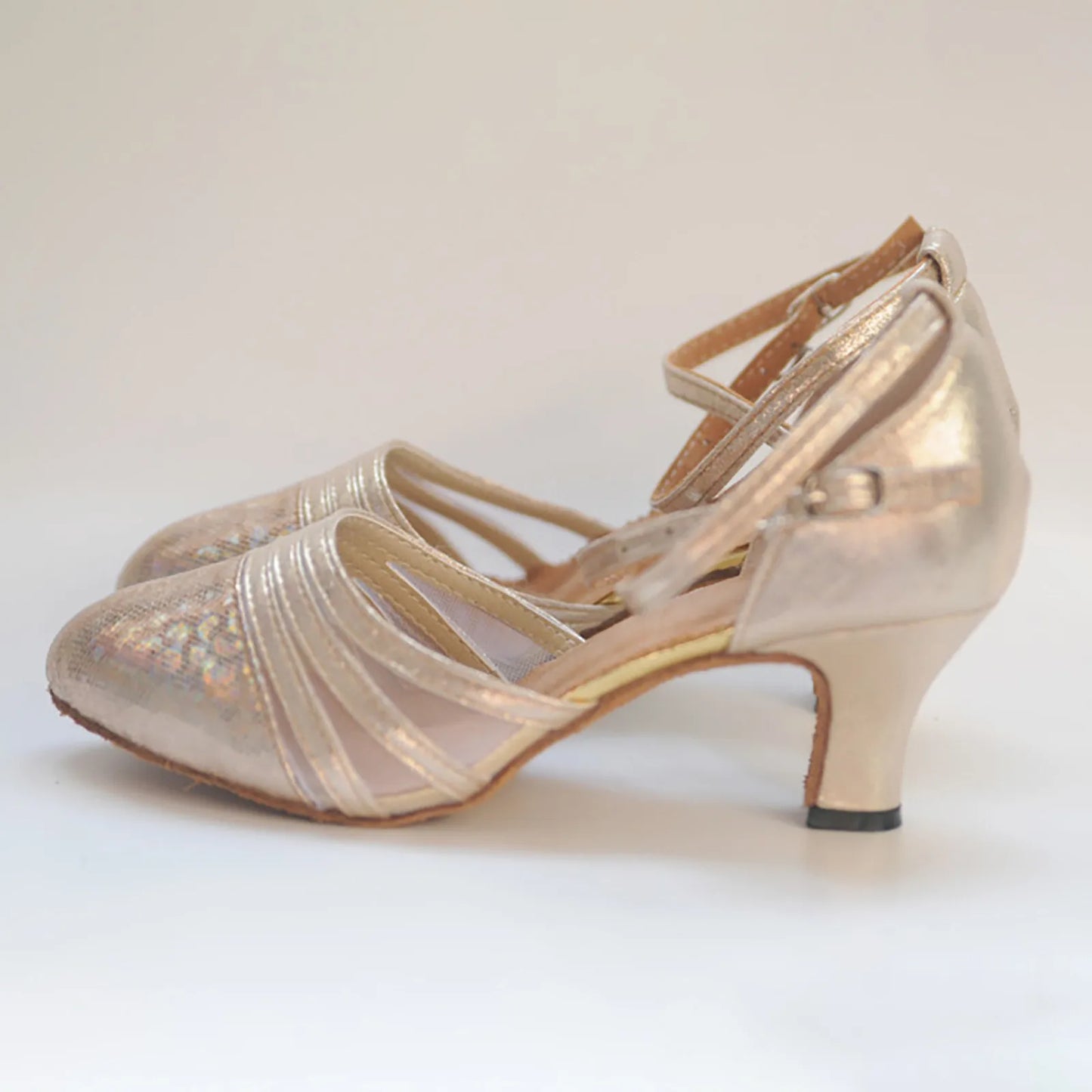 Fashion Latin Dancing Shoes Women Soft Rubber Sole Closed Toe Modern Tango Ballroom Party Lady Sequins Latin Dance Shoes