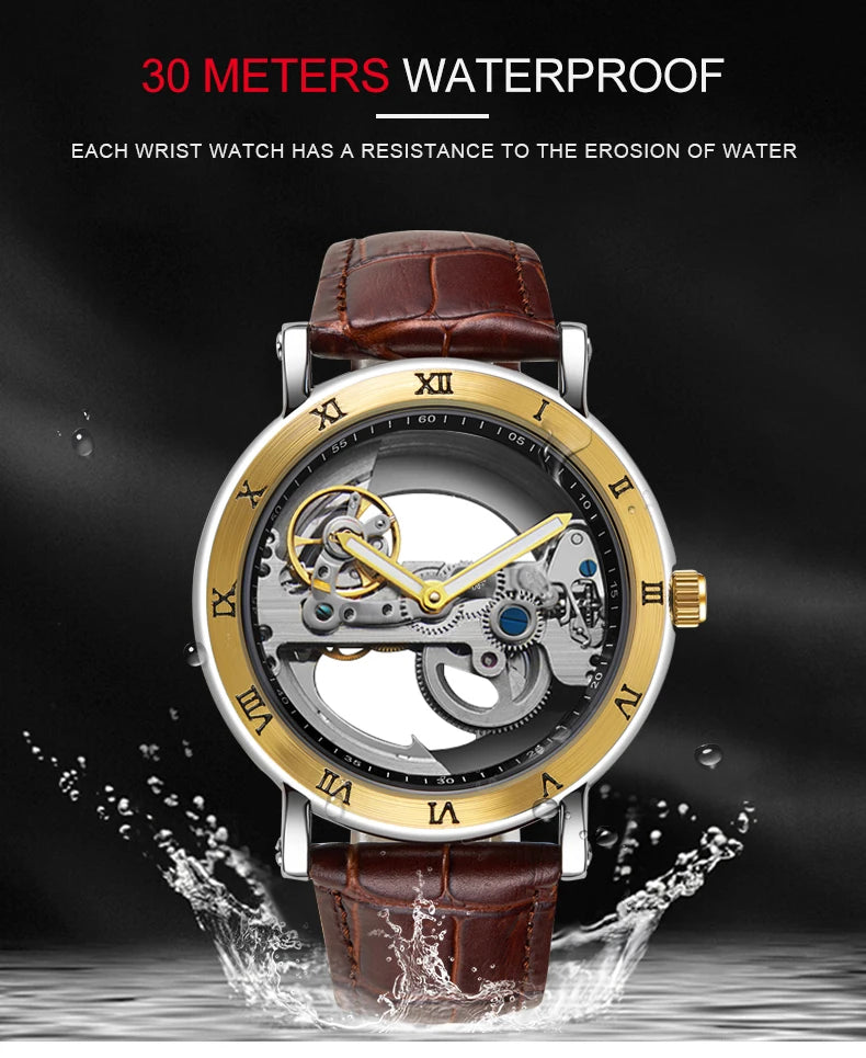 Mechanical Wristwatches Watches for Man Watches Golden Bridge Skeleton Automatic Mechanical Mens Watch reloj hombre montre homme