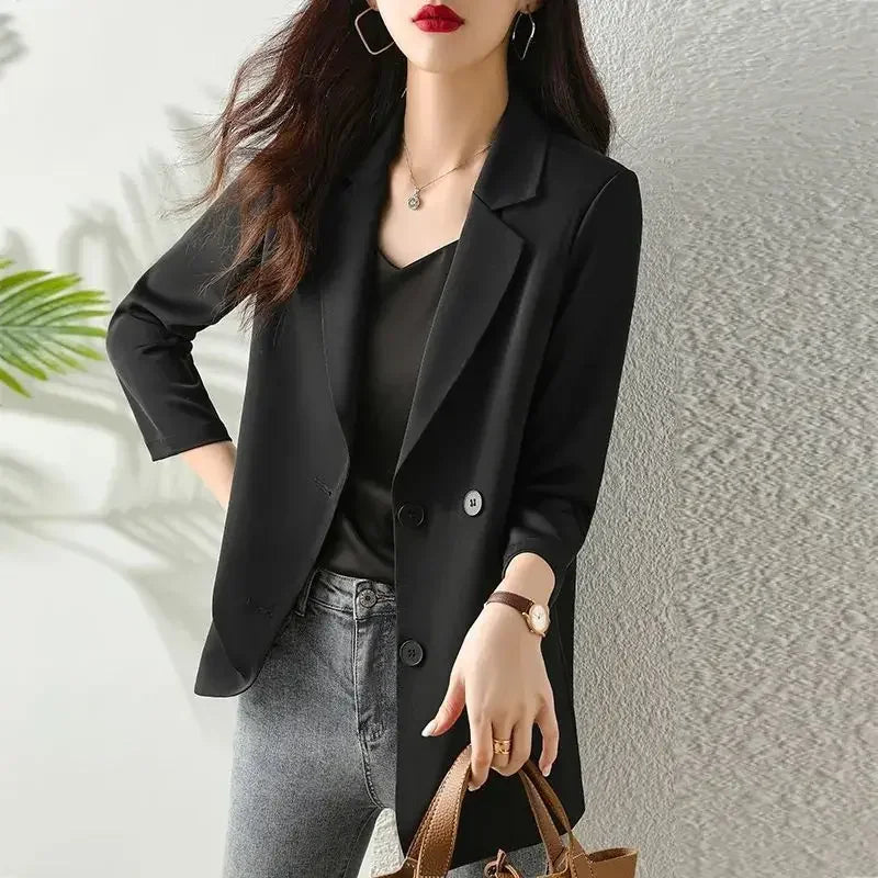 Blazer Woman Spring Autumn Thin Jacket Solid Outdoor Korean Style Coats for Women Tailoring High Quality Trend 2025 Outerwears
