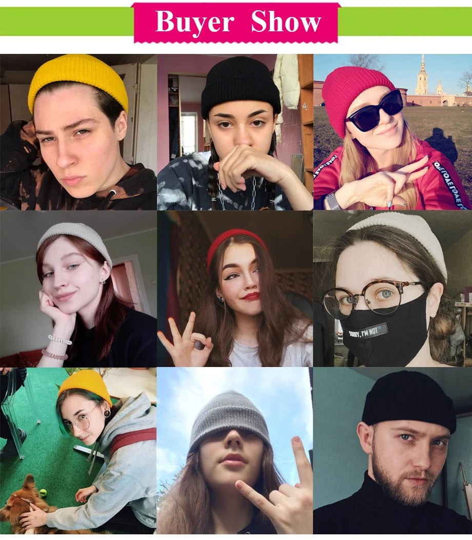 Knitted Hats for Women Skullcap Men Beanie Hat Winter Retro Brimless Baggy Melon Cap Cuff Docker Fisherman Beanies Hats For Men