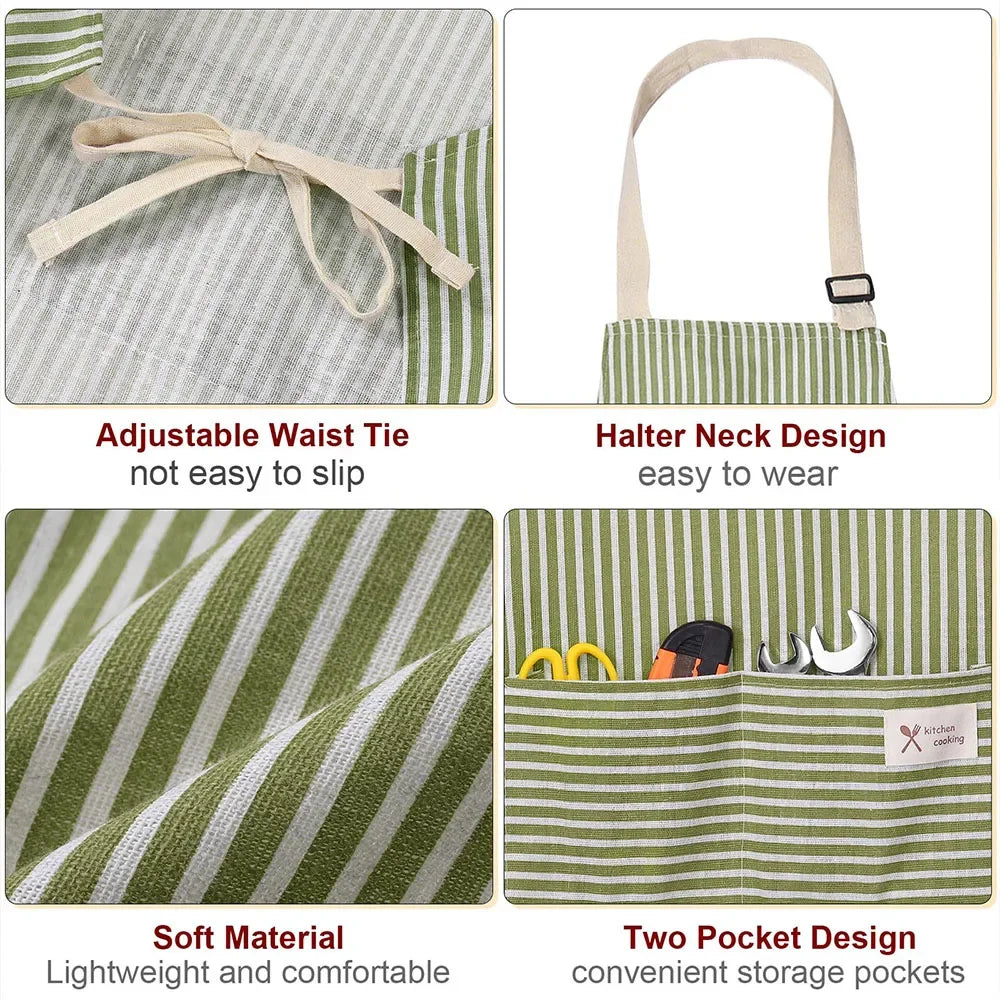Kitchen Cooking Aprons Adjustable Bib Waterproof Chef Apron with 2 Pockets for Men Women Cooking Clothes Baking BBQ Grill Aprons