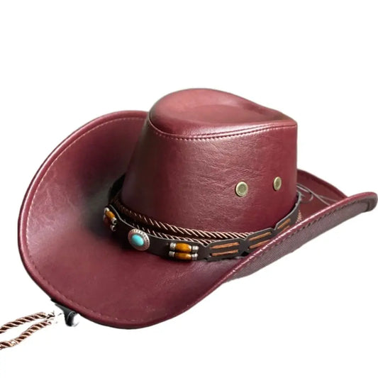 Hat Vintage Sombrero Hombre For Men For Women Faux Leather Drawstring Travel Cowboy Hat Women Cap Fisherman Hat Bucket cap